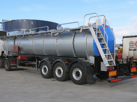 Tanker with finished commercial paint job